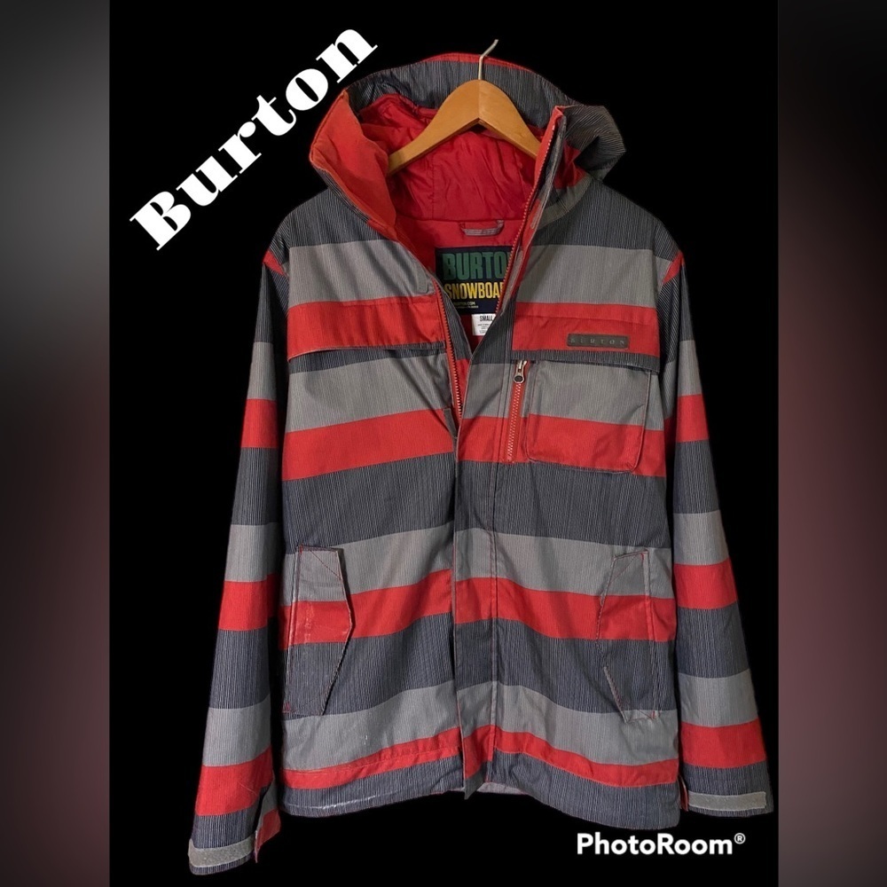 Burton Red and Gray Striped Ski Jacket